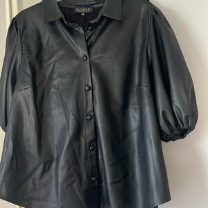 Black eloquii short sleeve size 22 leather looking blouse